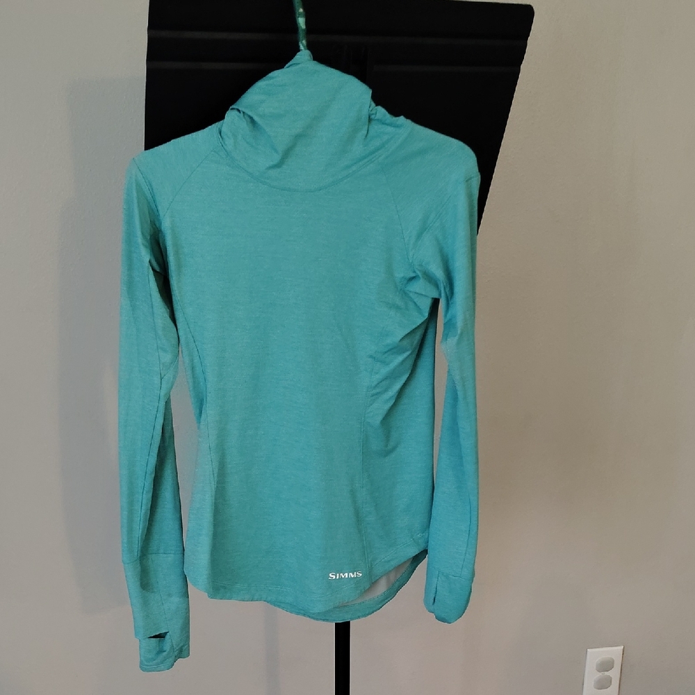 XS Simms Teal Long Sleeve Hoodie UPF 50+